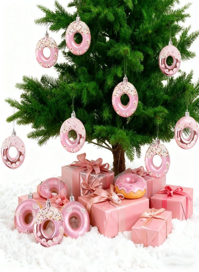 DAHI 8pcs Donut Christmas Ornament Set Candy Donut Hanging Ornaments Candy Donut Pendant Christmas Tree Hanging Ornament for Holiday Party Supplies (Pink) - Image 3